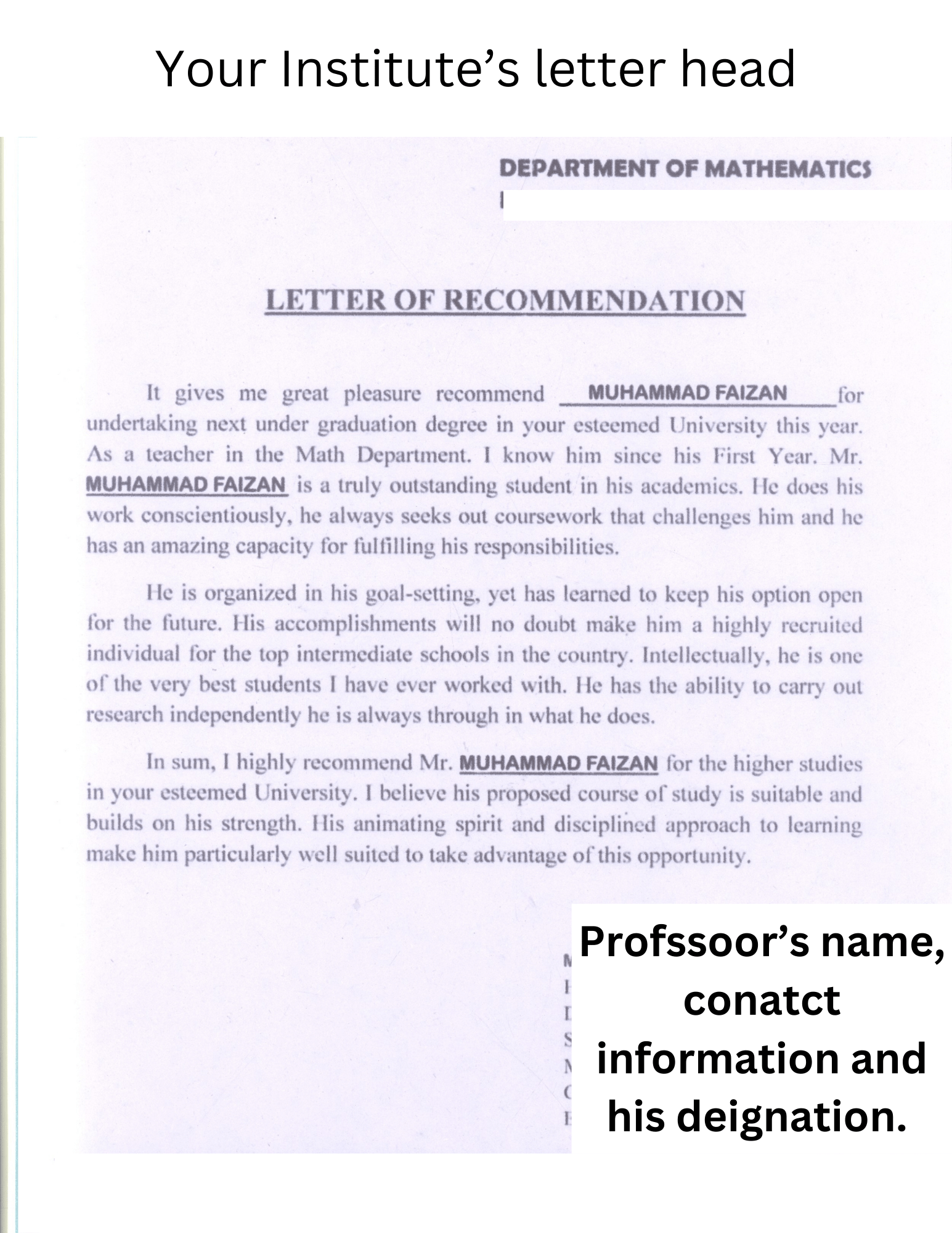 Recommendation letter